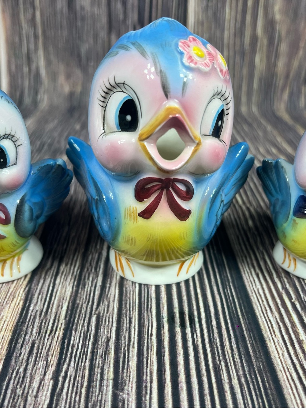 RARE VINTAGE Lefton Bluebird Creamer & Salt Pepper Shaker 7176 7172